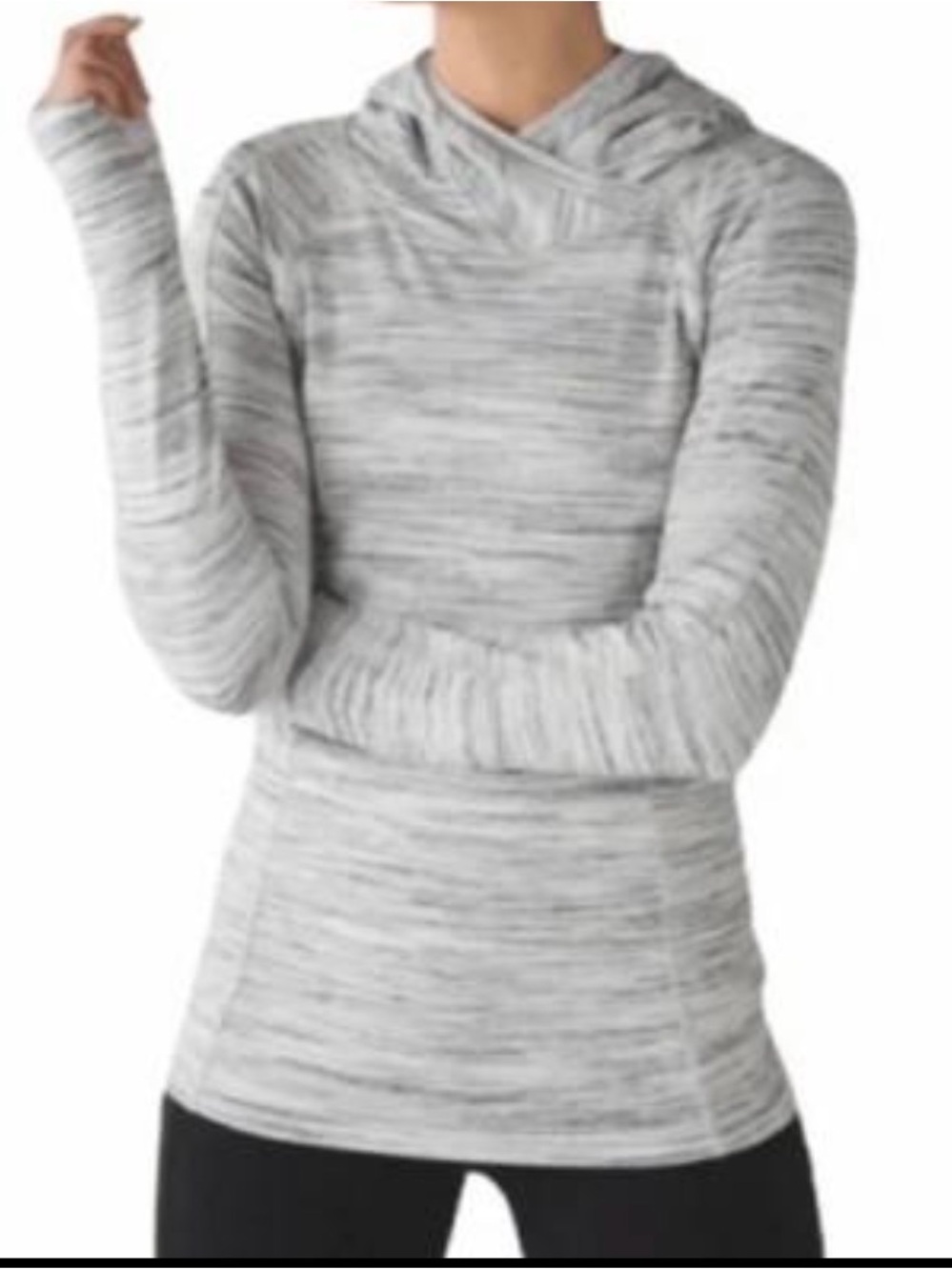 Lululemon Think Fast Hoodie Size 6 Gray Black Space Dye Pullover